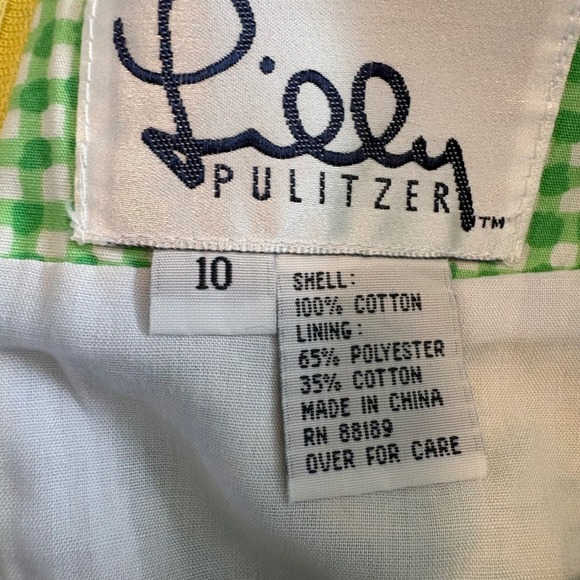 Lilly Pulitzer Womens 10 Mini Skirt Yellow Green Frog Print Rickrack Trim READ - Picture 5 of 6
